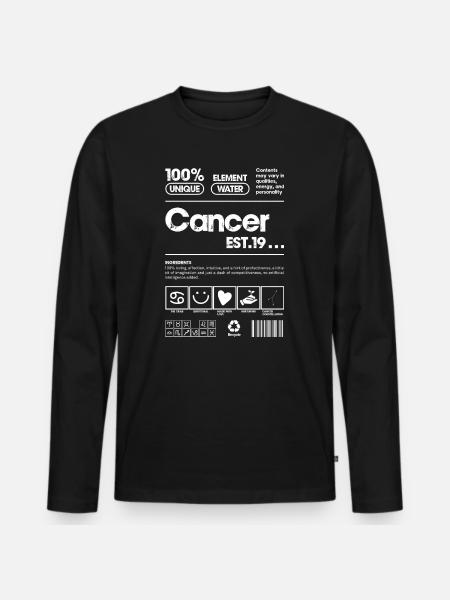 Cancer Water Zodiac Emblem - Men's Premium Organic Long Sleeve Shirt - black