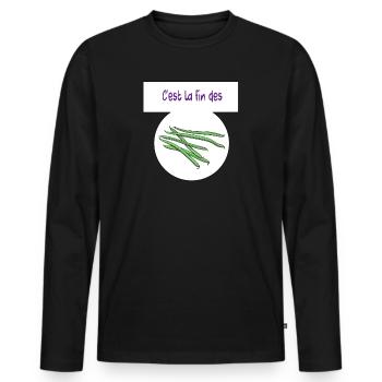 Es ist das Ende der Bohnen - Männer Premium Bio Langarmshirt - Schwarz - Vorne - Nico (187cm)