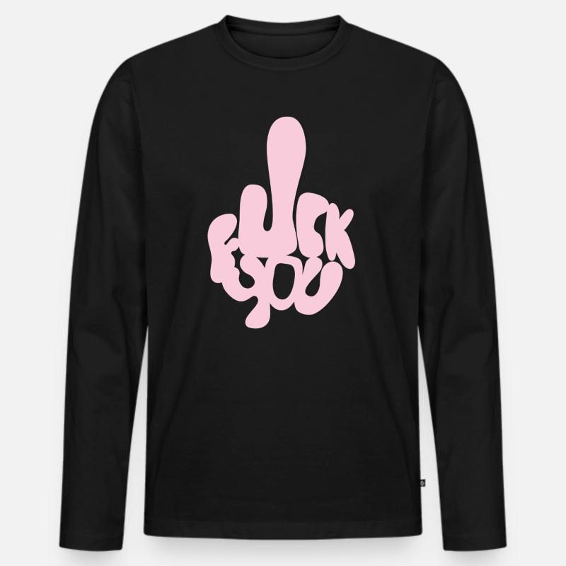 Fuck You in Bubble-Lettern - Männer Premium Bio Langarmshirt - Schwarz