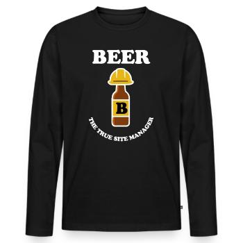 Beer bottle with construction helmet - Männer Premium Bio Langarmshirt - Schwarz - Vorne - Nico (187cm)