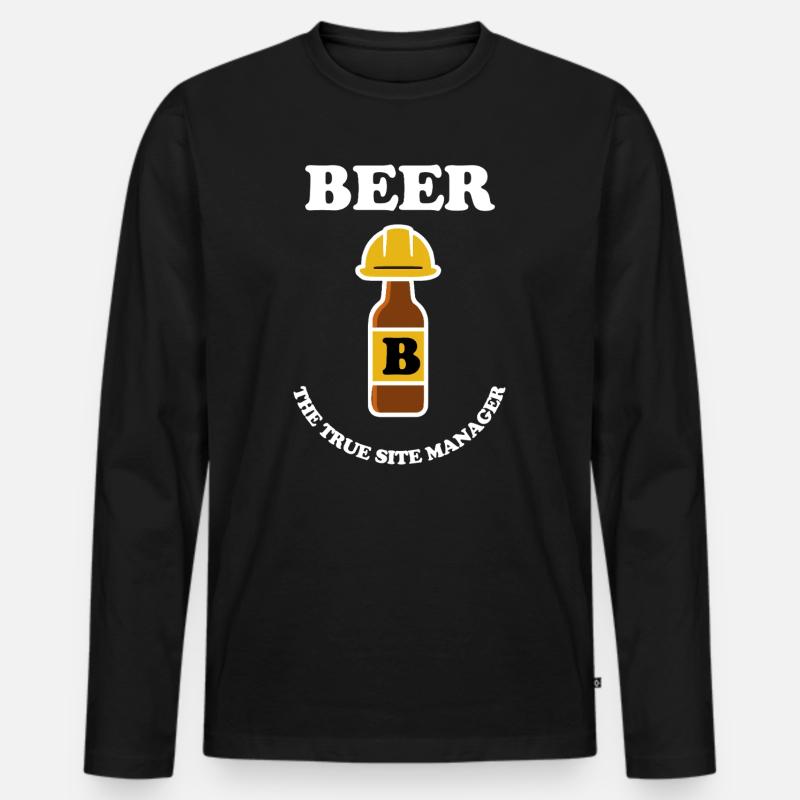 Beer bottle with construction helmet - Männer Premium Bio Langarmshirt - Schwarz