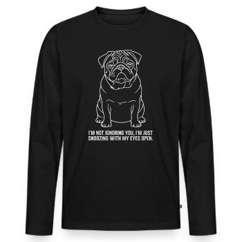 Dösen mit offenen Augen - Männer Premium Bio Langarmshirt - Schwarz - Vorne - Nico (187cm)