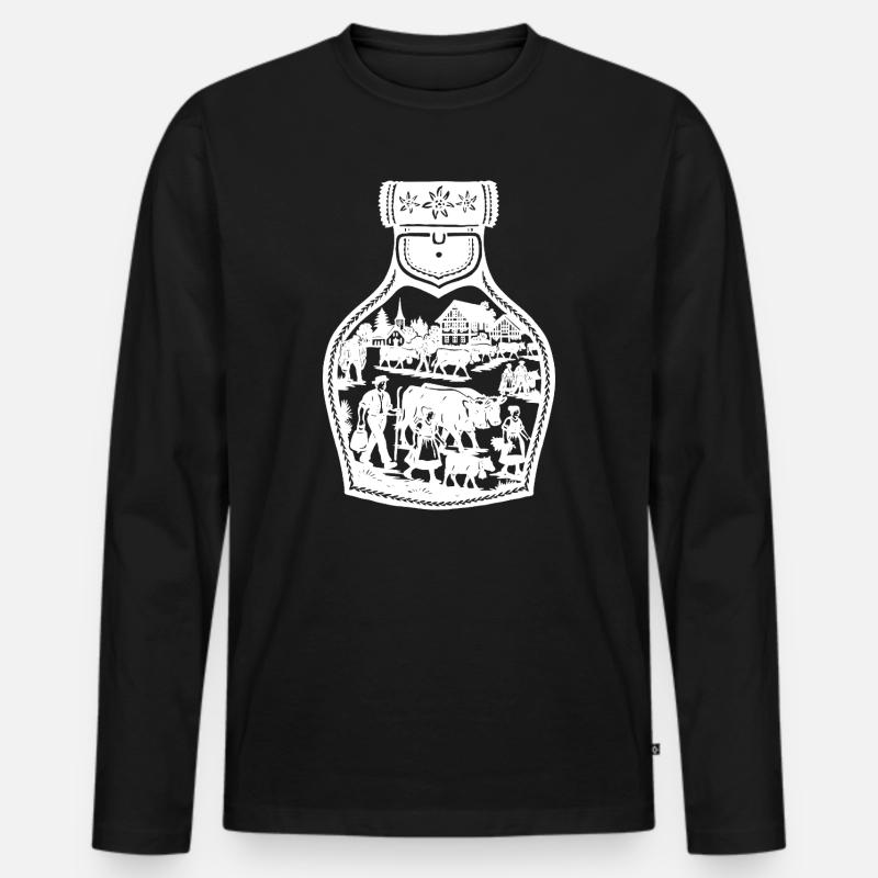 Alpabfahrt white - Männer Premium Bio Langarmshirt - Schwarz