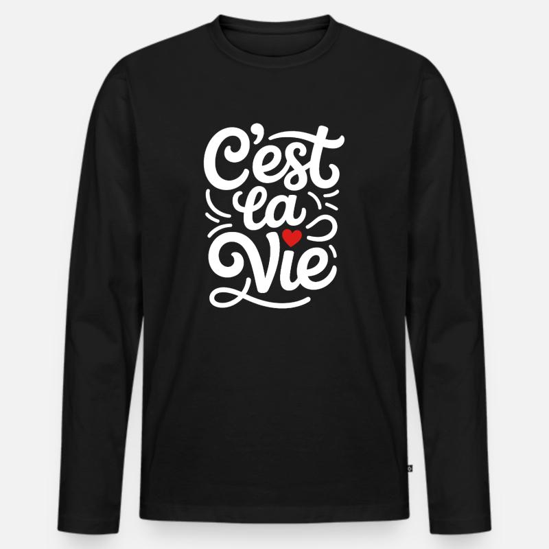 C'est La Vie Frankreich Spruch - Männer Premium Bio Langarmshirt - Schwarz