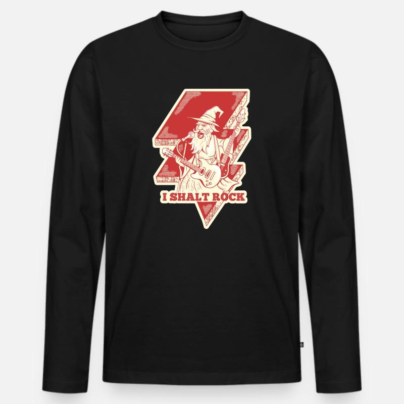 Magischer Rocker-Zauberer - Männer Premium Bio Langarmshirt - Schwarz