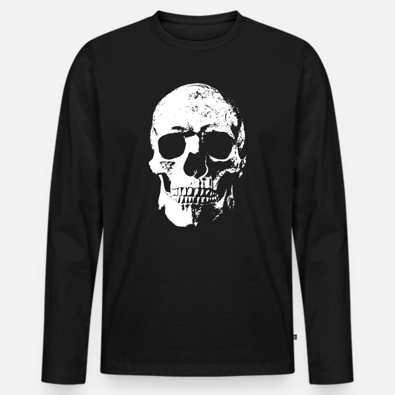 Totenkopf / Skull - Männer Premium Bio Langarmshirt - Schwarz