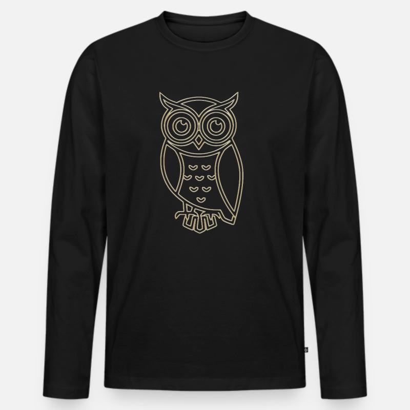 Goldene Eule - Männer Premium Bio Langarmshirt - Schwarz