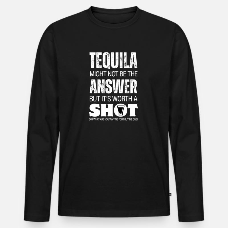 Tequila Shot einen Versuch wert - Männer Premium Bio Langarmshirt - Schwarz