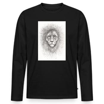 Very serious lion - Men's Premium Organic Long Sleeve Shirt - black - Front - Nico (187cm)