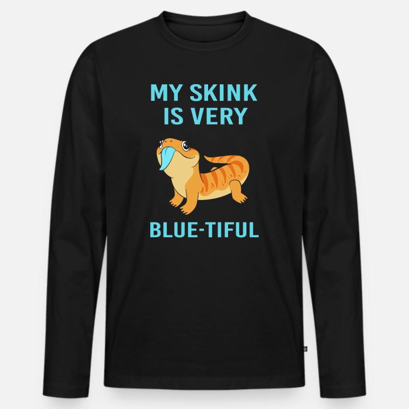 Eidechse Blau Zunge - Männer Premium Bio Langarmshirt - Schwarz