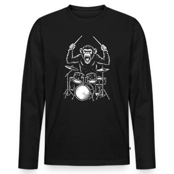 Drumming Chimp Band - Men's Premium Organic Long Sleeve Shirt - black - Front - Nico (187cm)