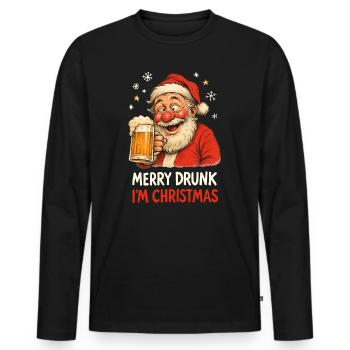Weihnachtsmann Bier betrunken lustig Biertrinker - Männer Premium Bio Langarmshirt - Schwarz - Vorne - Nico (187cm)