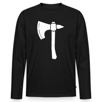 Vecteur de silhouette du guerrier hache de guerre - T-shirt manches longues Premium bio Homme - noir - Devant - Nico (187cm)