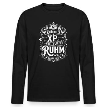 XP instead of fame – gamer attitude to life - Men's Premium Organic Long Sleeve Shirt - black - Front - Nico (187cm)