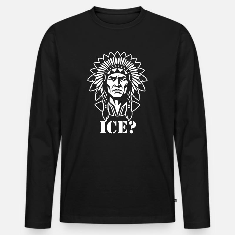 Silhouette des indigenen Häuptlings - Männer Premium Bio Langarmshirt - Schwarz