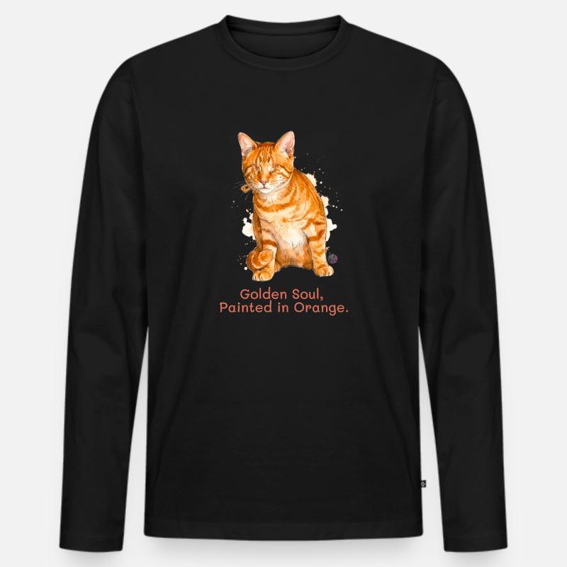 Goldene Seele Orange Katze. - Männer Premium Bio Langarmshirt - Schwarz