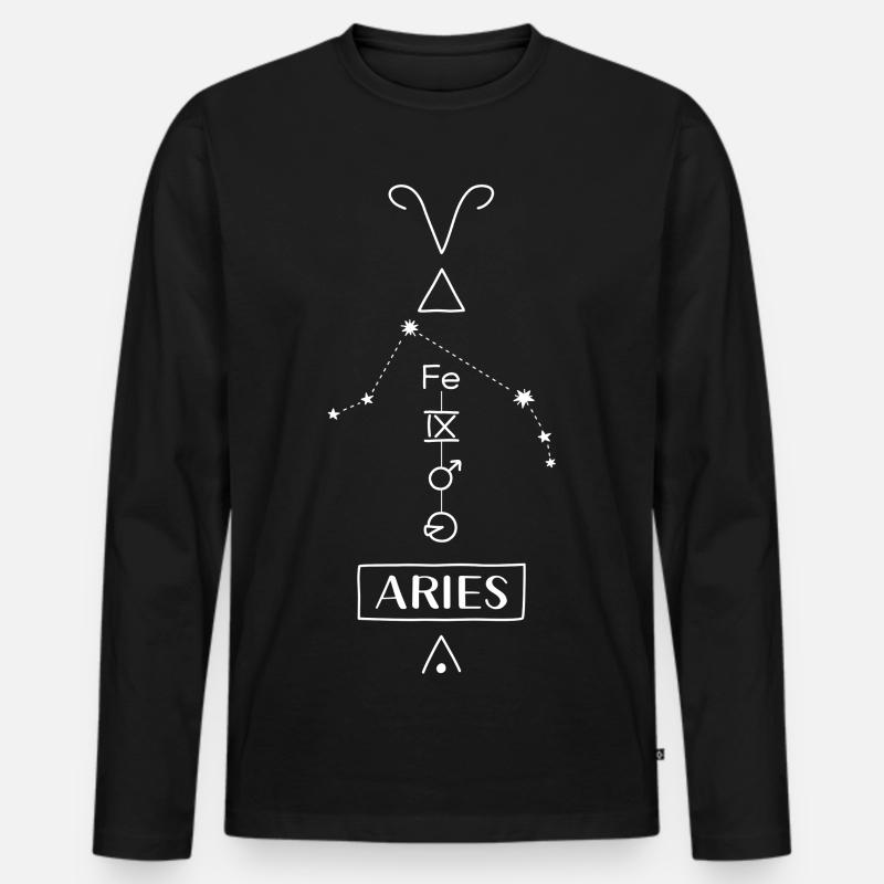 Aries - Widder Sternzeichen - weiss - Männer Premium Bio Langarmshirt - Schwarz