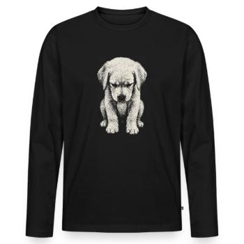 Trauriger Welpe Labrador Hund Süß Niedlich Kunst - Männer Premium Bio Langarmshirt - Schwarz - Vorne - Nico (187cm)