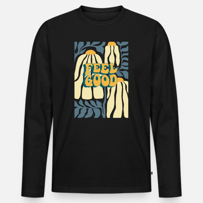 Feel Good Herbstpumpkin Muster - Männer Premium Bio Langarmshirt - Schwarz