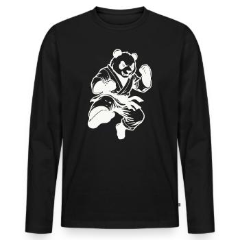 panda_kung_fu- - T-shirt manches longues Premium bio Homme - noir - Devant - Nico (187cm)