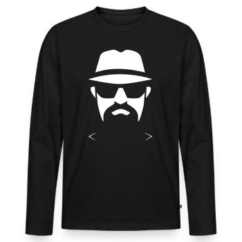 Fedora minimaliste noir et blanc : Lignes d’intrigue - T-shirt manches longues Premium bio Homme - noir - Devant - Nico (187cm)