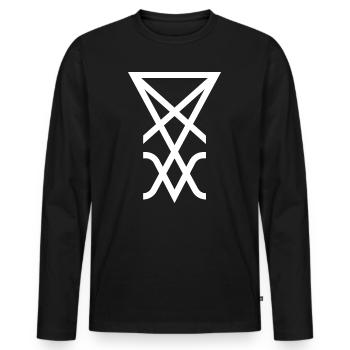 Lucifer - T-shirt manches longues Premium bio Homme - noir - Devant - Nico (187cm)
