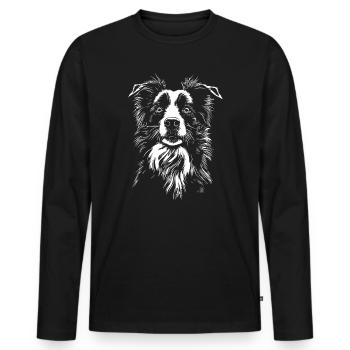 Border Collie Portrait Dogs Dog Herding Dogs - Men's Premium Organic Long Sleeve Shirt - black - Front - Nico (187cm)
