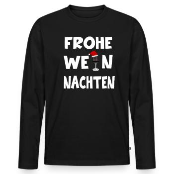 Frohe Weihnachten Lustiger Spruch Wein Geschenk - Männer Premium Bio Langarmshirt - Schwarz - Vorne - Nico (187cm)