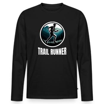Trail Running - Männer Premium Bio Langarmshirt - Schwarz - Vorne - Nico (187cm)