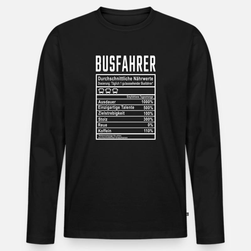 Busfahrer Nährwerte - Männer Premium Bio Langarmshirt - Schwarz