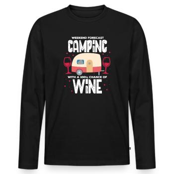 Camping Wine - Men's Premium Organic Long Sleeve Shirt - black - Front - Nico (187cm)