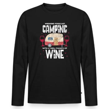 Camping Vignoble Caravane Vin Rouge Camper Cadeau - T-shirt manches longues Premium bio Homme - noir - Devant - Nico (187cm)