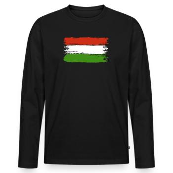 Hungarian Flag Brush Strokes - Men's Premium Organic Long Sleeve Shirt - black - Front - Nico (187cm)