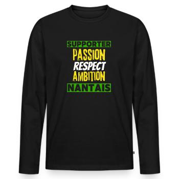 Nantes football supporter Nantais fier foot fan - T-shirt manches longues Premium bio Homme - noir - Devant - Nico (187cm)