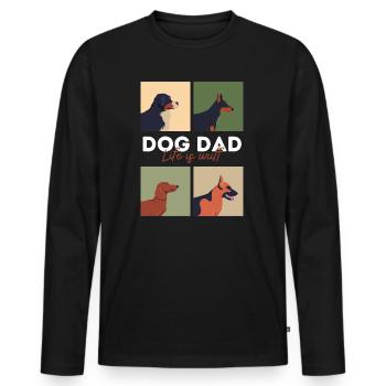 Dog Dad Life is Woof - T-shirt manches longues Premium bio Homme - noir - Devant - Nico (187cm)