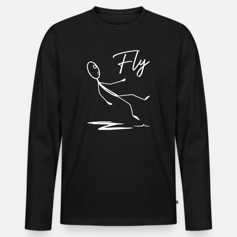 Fly - Männer Premium Bio Langarmshirt - Schwarz