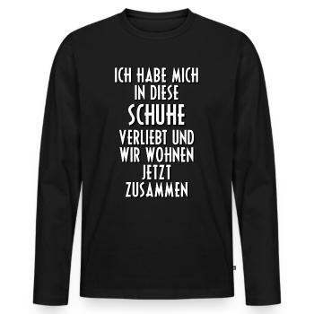 Schuhe Frauen Sprüche Kaufen Verliebt Shoppen Lieb - Männer Premium Bio Langarmshirt - Schwarz - Vorne - Nico (187cm)