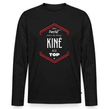Kiné parfait et au top - T-shirt manches longues Premium bio Homme - noir - Devant - Nico (187cm)