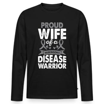 Wife of Parkinson's disease warrior - Men's Premium Organic Long Sleeve Shirt - black - Front - Nico (187cm)