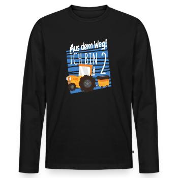 2. Geburtstag Bauernhof 2 Jahre alt Traktor - Männer Premium Bio Langarmshirt - Schwarz - Vorne - Nico (187cm)