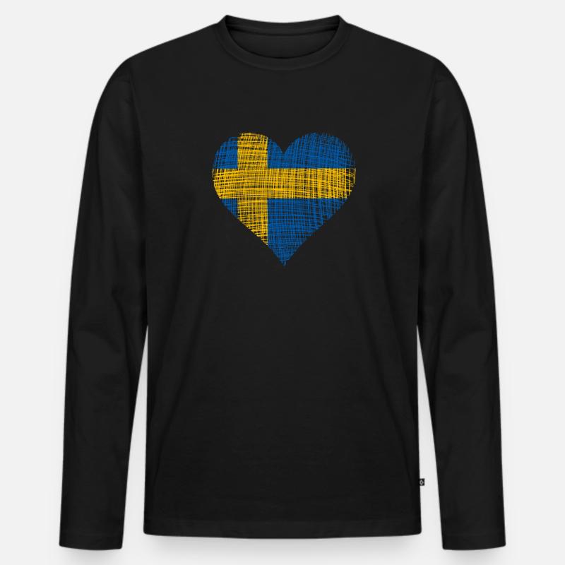 Schweden - Männer Premium Bio Langarmshirt - Schwarz