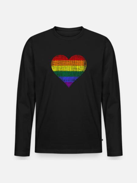 LGBTQ Herz Lgbtq CSD - Männer Premium Bio Langarmshirt - Schwarz