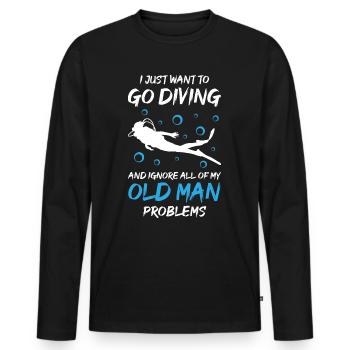 La plongée sous-marine ignore les problèmes du vieil homme - T-shirt manches longues Premium bio Homme - noir - Devant - Nico (187cm)