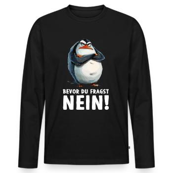 pingouin oiseau poussin avant de demander non - T-shirt manches longues Premium bio Homme - noir - Devant - Nico (187cm)