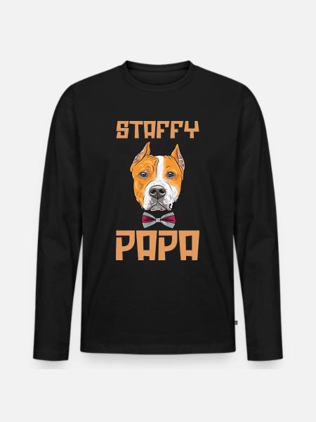 Dog Staffy Papa - Men's Premium Organic Long Sleeve Shirt - black