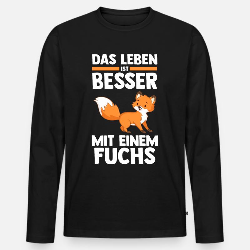 Fuchs - Männer Premium Bio Langarmshirt - Schwarz