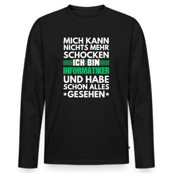 Unshockable computer scientist - Men's Premium Organic Long Sleeve Shirt - black - Front - Nico (187cm)
