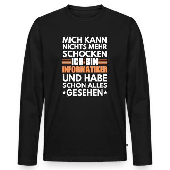 Nicht schockbarer Informatiker - Männer Premium Bio Langarmshirt - Schwarz - Vorne - Nico (187cm)