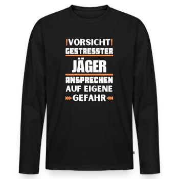 Ne parlez pas à des chasseurs stressés ! - T-shirt manches longues Premium bio Homme - noir - Devant - Nico (187cm)