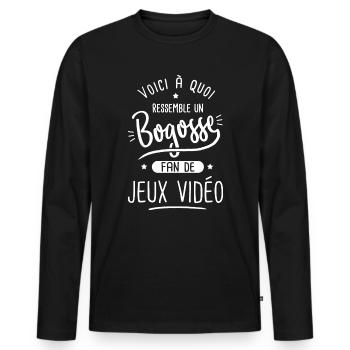 Jeux vidéo Bogosse fan de jeux video - T-shirt manches longues Premium bio Homme - noir - Devant - Nico (187cm)
